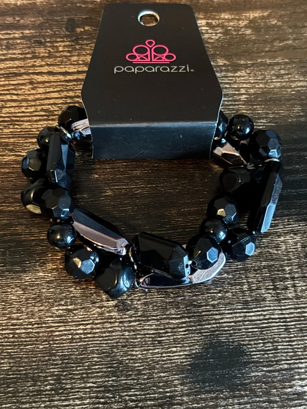 Paparazzi Luxe Jet Black Faceted Beaded Bracelet